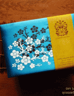 ชุดของขวัญชาเพื่อสุขภาพ กล่องผ้าไหม ลายดอกไม้สีฟ้า
